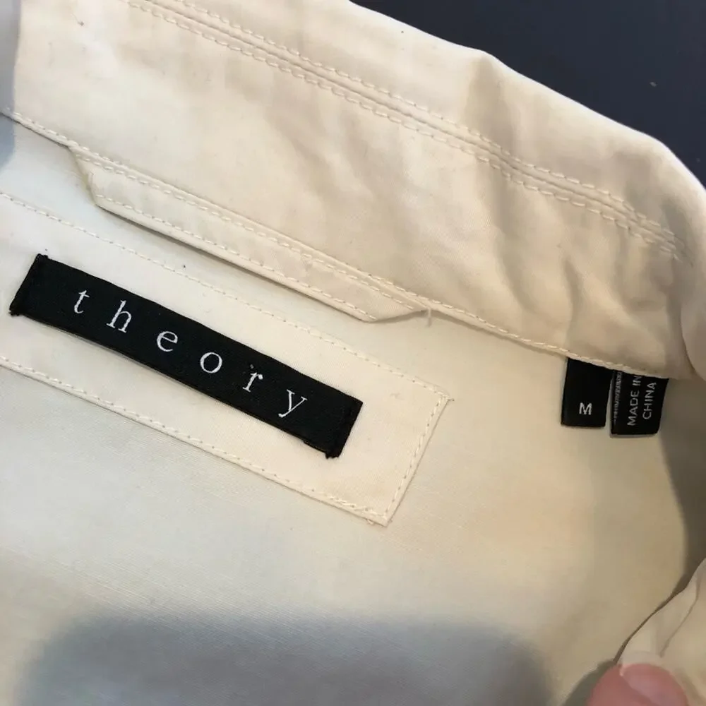 Theory Miron Fitzroy light tan cream full zip utility jacket size Medium